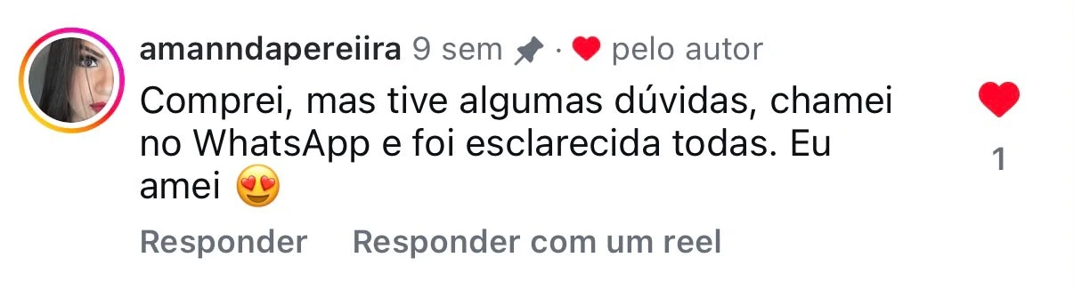 Comentário no Instagram de @amanndapereiira sobre a Stikly